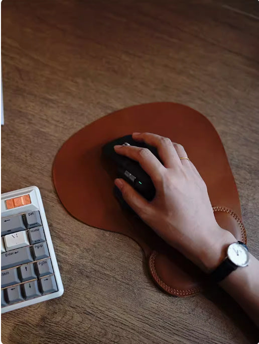 Cowhide Leather Wrist Support Mouse Pad