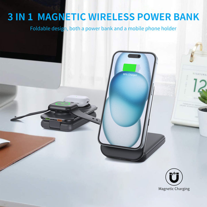 Folding With Cable 8000mAh Wireless Magnetic Power Bank