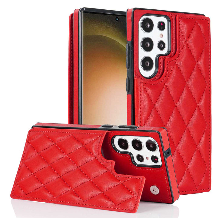Quilt Double Buckle Card Samsung Galaxy Case