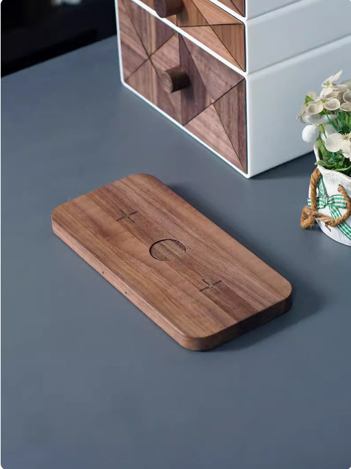 Black Walnut Three-in-One Wireless Charger