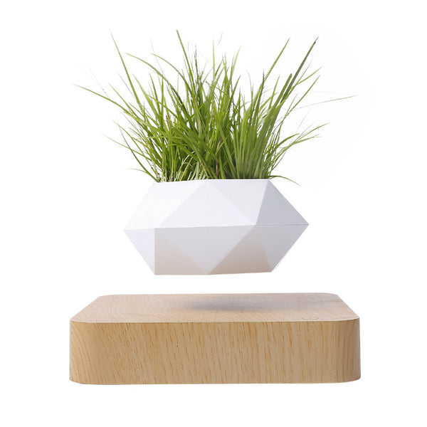 Magnetic Levitation Wood Grain Polygonal Plant Pot