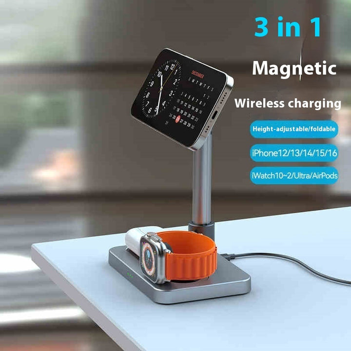 Retractable Lifting Three-in-one Wireless Charger Mobile Phone Bracket