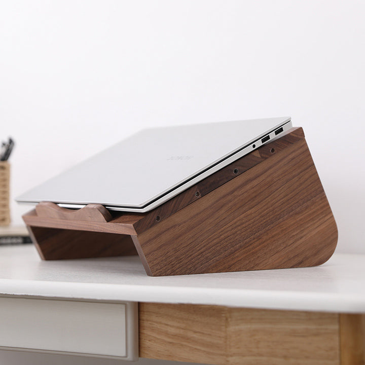 Tilted Wooden Vertical Laptop Stand