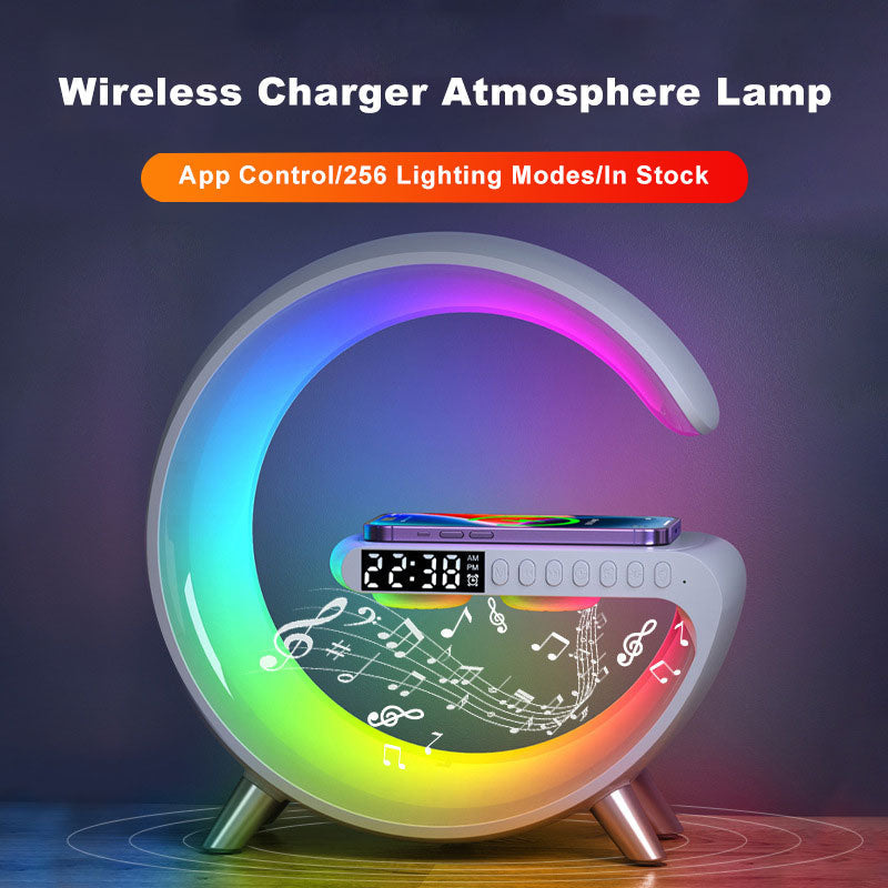 G-Shaped LED Lamp with Bluetooth Speaker and Wireless Charger - ChunkCase