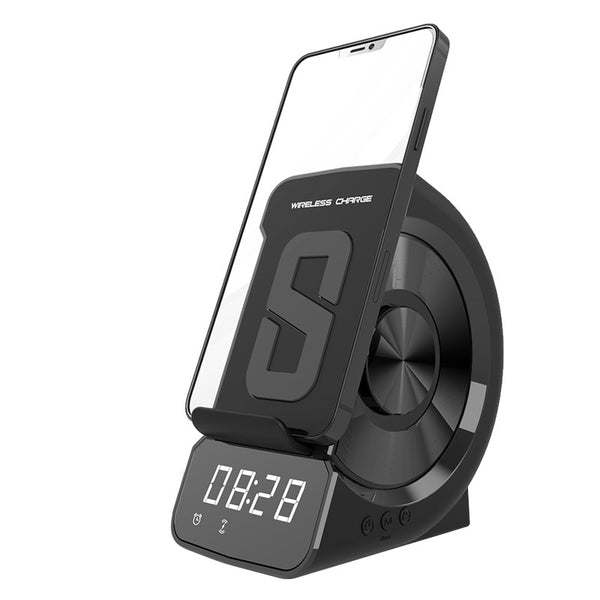 Sleek Tire Wheel Wireless Charger with Bluetooth Clock and Speaker
