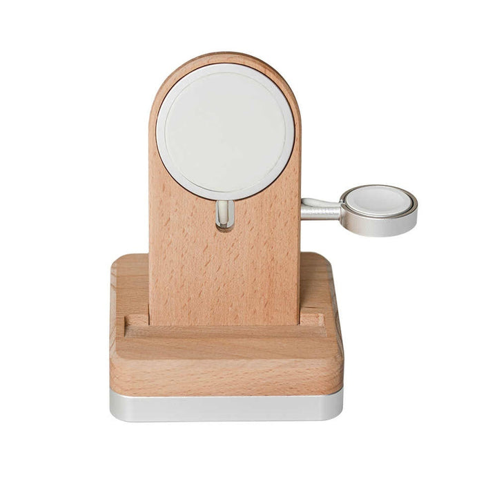 Solid Wood Wireless Charging Watch Stand Mobile Phone Holder