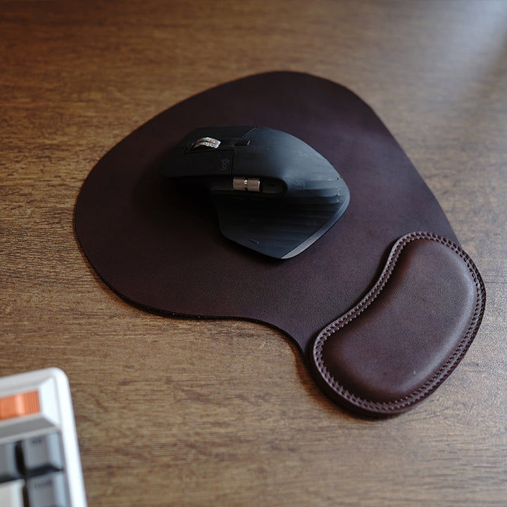 Cowhide Leather Wrist Support Mouse Pad