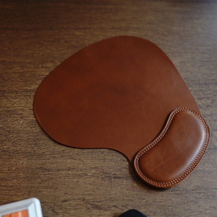 Cowhide Leather Wrist Support Mouse Pad