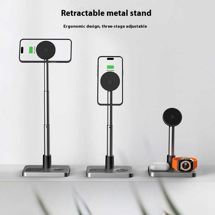 Retractable Lifting Three-in-one Wireless Charger Mobile Phone Bracket