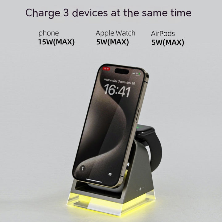 MagnaLite 3-in-1 Compact Wireless Charger with Night Lamp