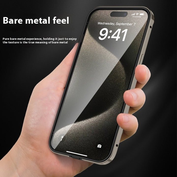 Straight Edge Four-corner Drop-resistant Titanium Aluminum Alloy Frame Phone Case