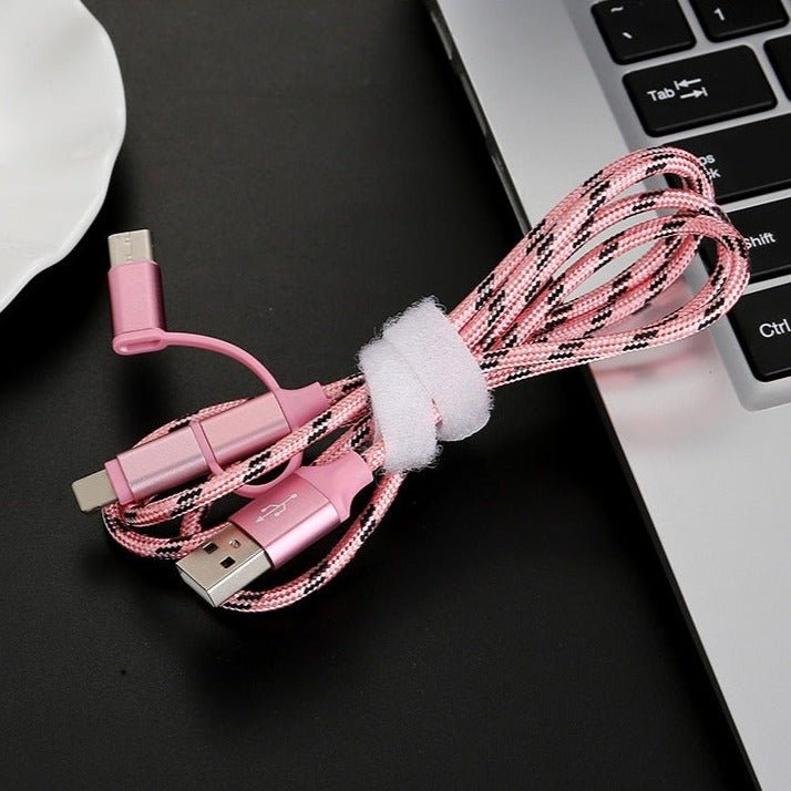 3-in-1 Type-C Tiger Pattern Braid Fast Charging Cable for Apple and Andriod - ChunkCase
